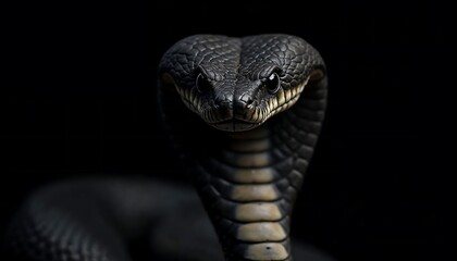 Intriguing Black Snake Close Up Dramatic Wildlife Photo