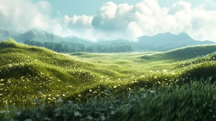 Fototapeta premium Green grass countryside landscape