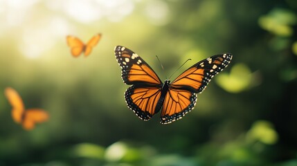 Fototapeta premium photo of a butterfly in flight close-up .view realistic daylight --ar 16:9 --v 6.1 Job ID: d51e4e4f-4c55-4243-8675-10f55ba2b55a