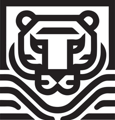 Simple tiger logo on black and white background