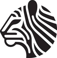 Simple tiger logo on black and white background