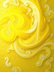 Bright yellow and white swirls on patterned background, artistic, textured, modern