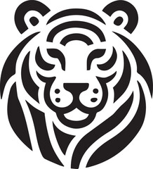 Simple tiger logo on black and white background