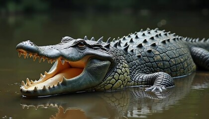 Obraz premium Powerful Alligator in Dark Water Stunning Wildlife Photo