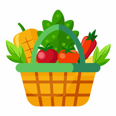 vegetables basket vector with white background