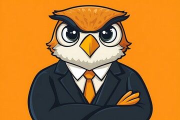 Cartoon Owl Businessman with Confident Posture