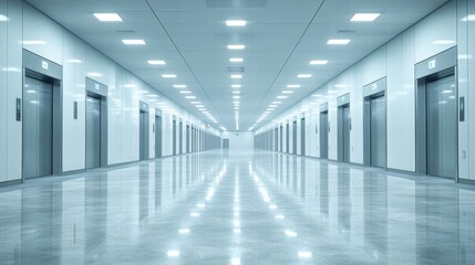 Elevator Lobby Scene Modern Building Realistic Photo Clean Environment Wide Angle Metallic Shine Concept