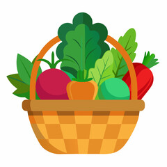 vegetables basket vector with white background