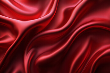 Fototapeta premium Vibrant red satin fabric with flowing texture and luxurious shine, perfect for festive designs, romantic themes, or premium branding