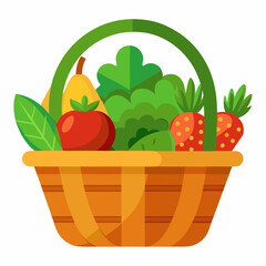 vegetables basket vector with white background