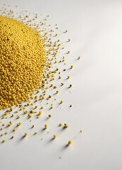 Canola seeds on white surface with scattered light and shadows, botanical image, agricultural product