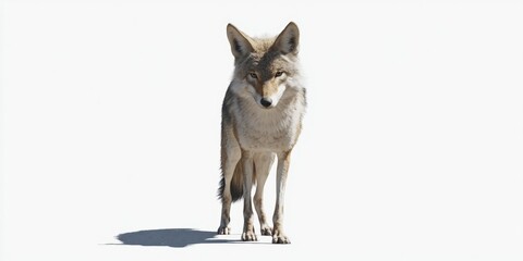 A Standing Wolf on a White Background