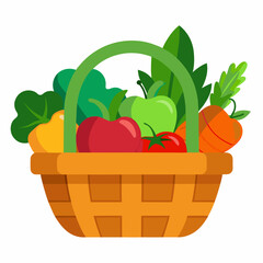 vegetables basket vector with white background