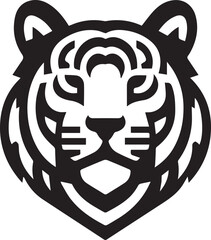 Simple tiger logo on black and white background