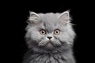 Portrait of a cute selkirk rex cat over minimalist or empty room background
