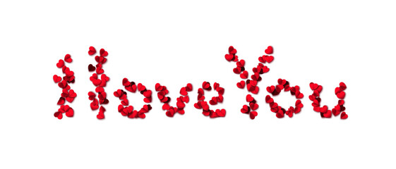 I love you. Hearts seamless pattern. Heart shaped rose petals fall. Heart paper confetti. Vector eps 10 illustration. Red color. Romantic floral background. Love backdrop. 14 February Valentine's Day.