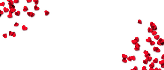 Hearts seamless pattern. Heart shaped rose petals fall. Heart paper confetti. Vector eps 10 illustration. Red color. Romantic floral background. Love backdrop. 14 February Valentine's Day.