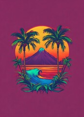 beach with palm trees design 