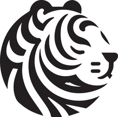 Simple tiger logo on black and white background