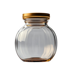 Elegant Empty Glass Jar with Gold Lid Studio Shot Product Packaging Mockup Clear Container