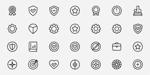 Technical support line icon set. Set of outline icons related to technical, setup, repeart, business. Linear icon collection. Technical support outline icons collection. Editable stroke icon,