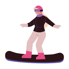 woman practicing snowboarding