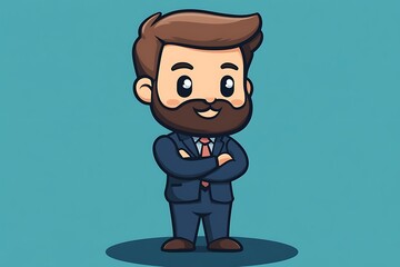 Chibi Businessman Vector Illustration Front View