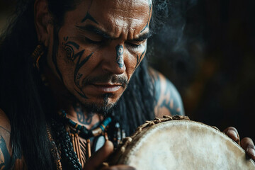 Ai generated image of a traditional bard with an instrument generative AI design