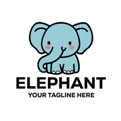 Blue Cartoon Elephant Logo for Business