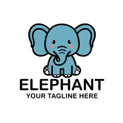 Friendly Elephant Character Logo
