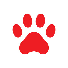 Red paw dog print silhouette icon vector illustration design on white background.