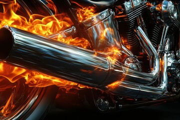 A motorcycle with flames shooting out of the back