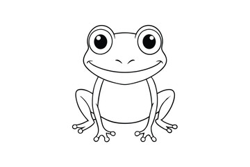 Cute frog cartoon character outline coloring page art vector illustration