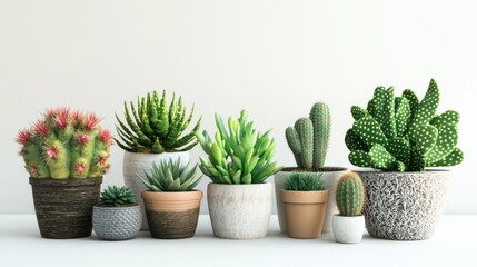 Fototapeta premium Modern Cactus Pots and Plants