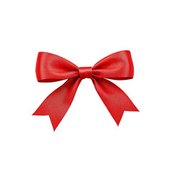 Elegant Red Ribbon Bow Isolated on White Background or Transparent Background, Png
