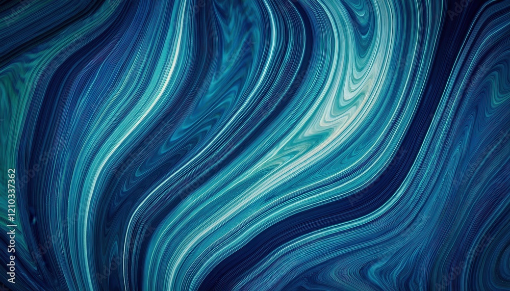 Aufkleber mesmerizing blue and teal abstract wave pattern, perfect for modern design projects, digital art bac