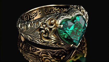 beautiful emerald, ruby ​​stones, jewelry with an abstract shape