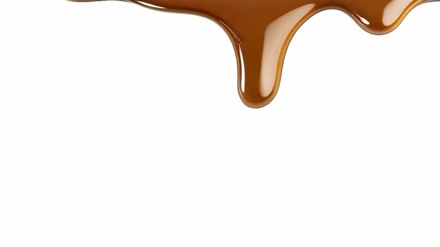 melted chocolate dripping on white background