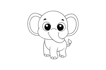 Cute kawaii Elephant cartoon character art vector illustration