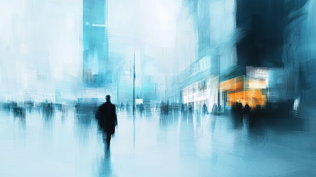 imagine a blury image of a modern building in a big city