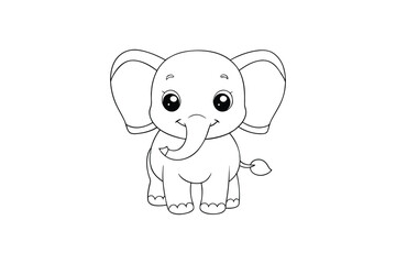 Cute kawaii Elephant cartoon character art vector illustration