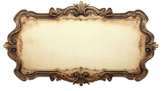 Ornate gold and black decorative frame design. high resolution PNG file