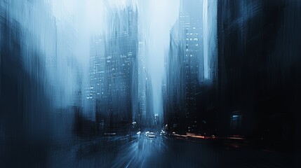 imagine a blury image of a modern building in a big city