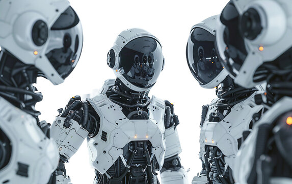 A team of astronauts encountering a sentient alien species during an interstellar mission Isolated on transparent background PNG
