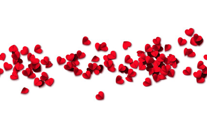 Hearts seamless pattern. Heart shaped rose petals fall. Heart paper confetti. Vector eps 10 illustration. Red color. Romantic floral background. Love backdrop. 14 February Valentine's Day.