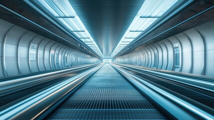 Obraz premium Rows of conveyor belts transporting goods efficiently in a spacious, modern industrial facility.