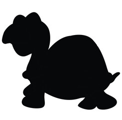 Cute cartoon hand drawn vector happy tortoise icon silhouette.