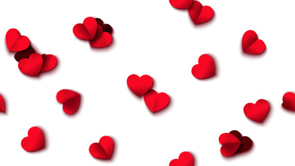 Hearts seamless pattern. Heart shaped rose petals fall. Heart paper confetti. Vector eps 10 illustration. Red color. Romantic floral background. Love backdrop. 14 February Valentine's Day.