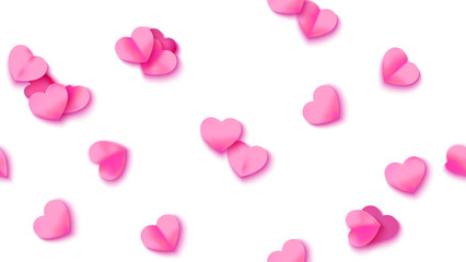 Hearts seamless pattern. Heart shaped rose petals fall. Heart paper confetti. Vector eps 10 illustration. Pink color. Romantic floral background. Love backdrop. 14 February Valentine's Day.