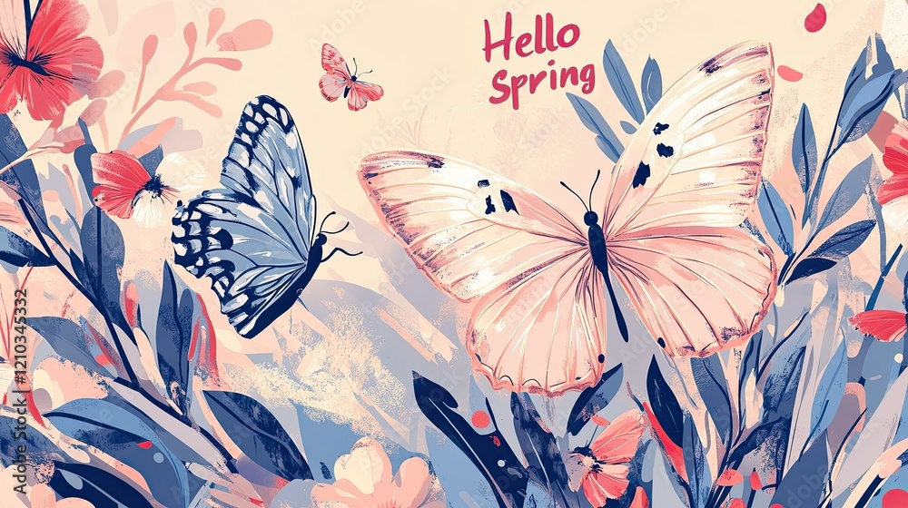 Fototapete Spring-themed vector illustration with 